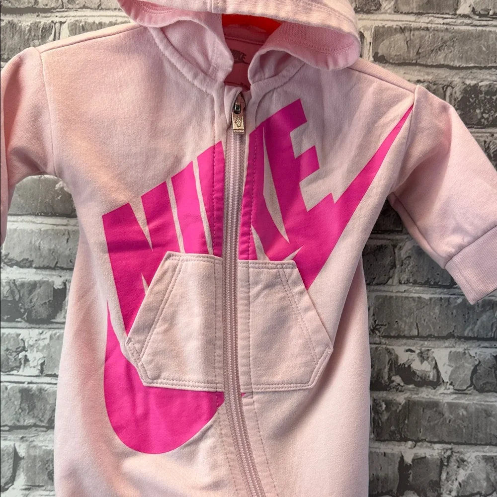 Nike‎ Light Pink baby girl's hoodie romper.